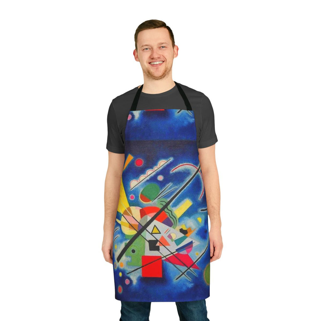 Abstract blue and black painting design on an apron