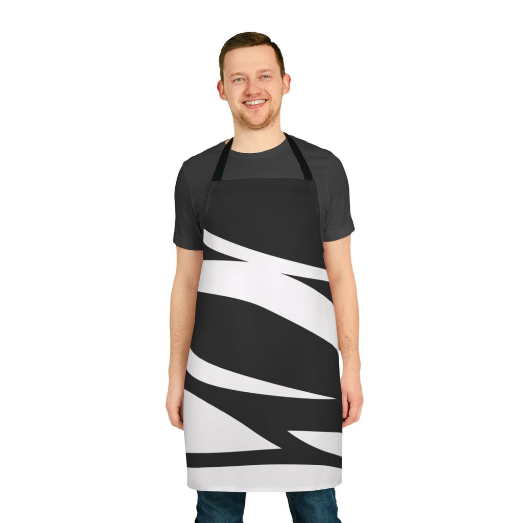 Abstract black and white graphic design apron