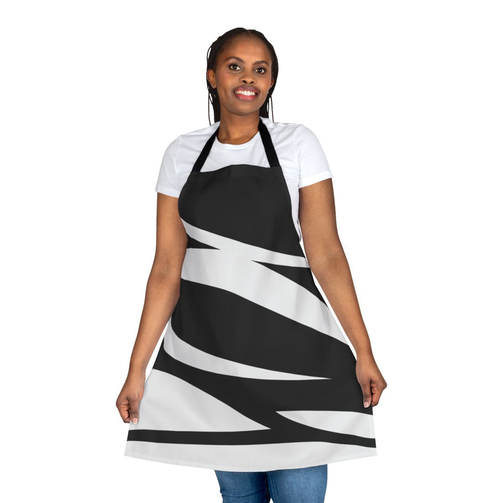 Abstract black and white graphic design apron