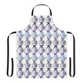 Abstract DNA strand and music keyboard design on a kitchen apron.