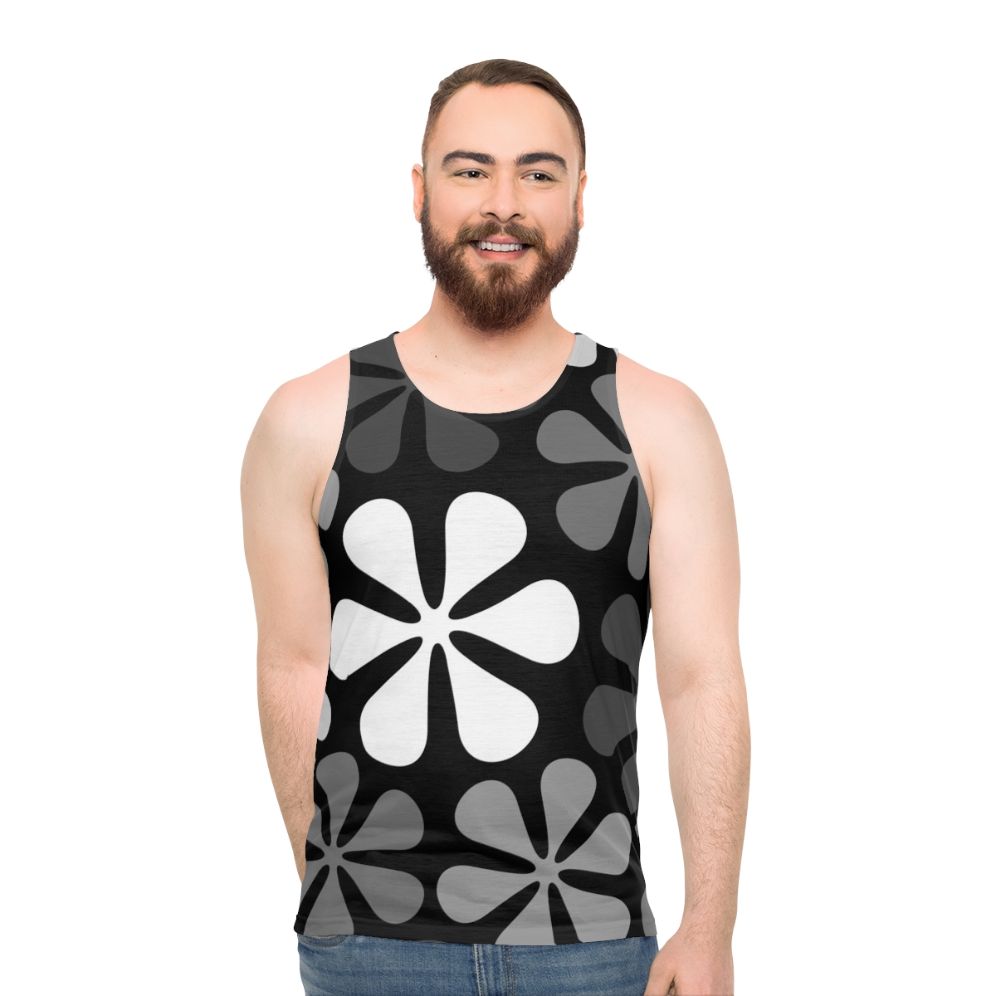 Abstract floral monochrome unisex tank top