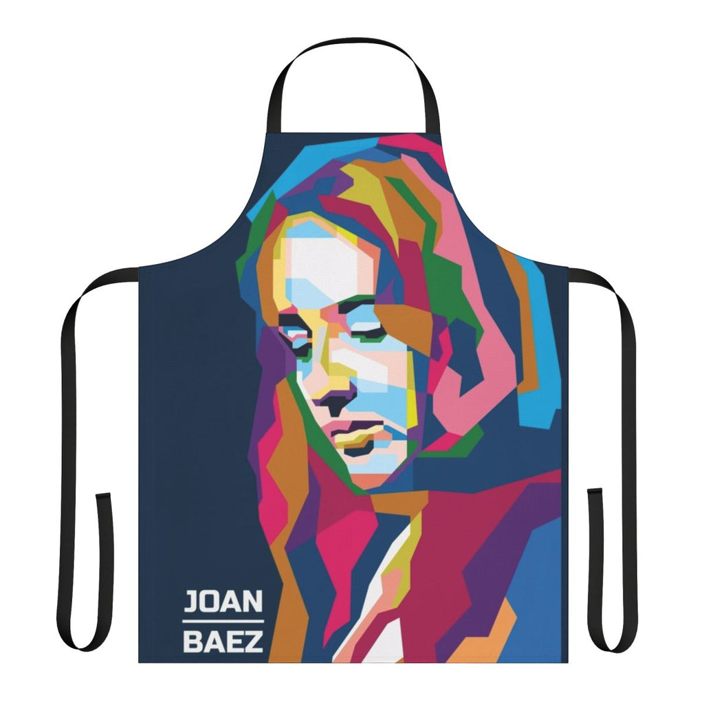 Abstract geometric design featuring the image of folk singer Joan Baez