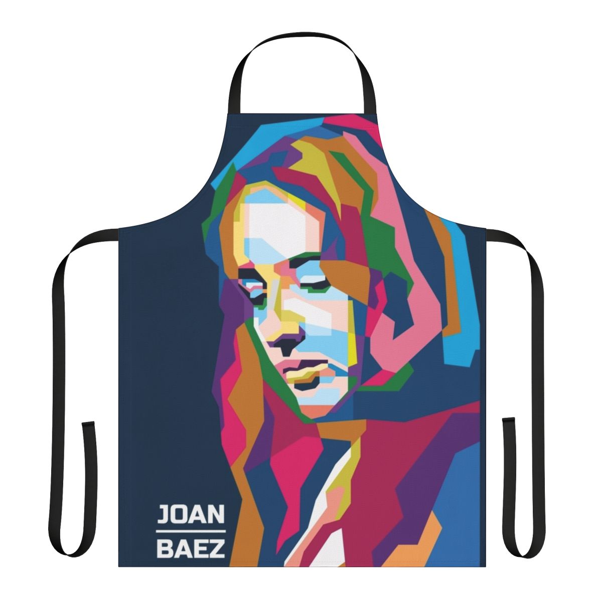 Abstract geometric design featuring the image of folk singer Joan Baez