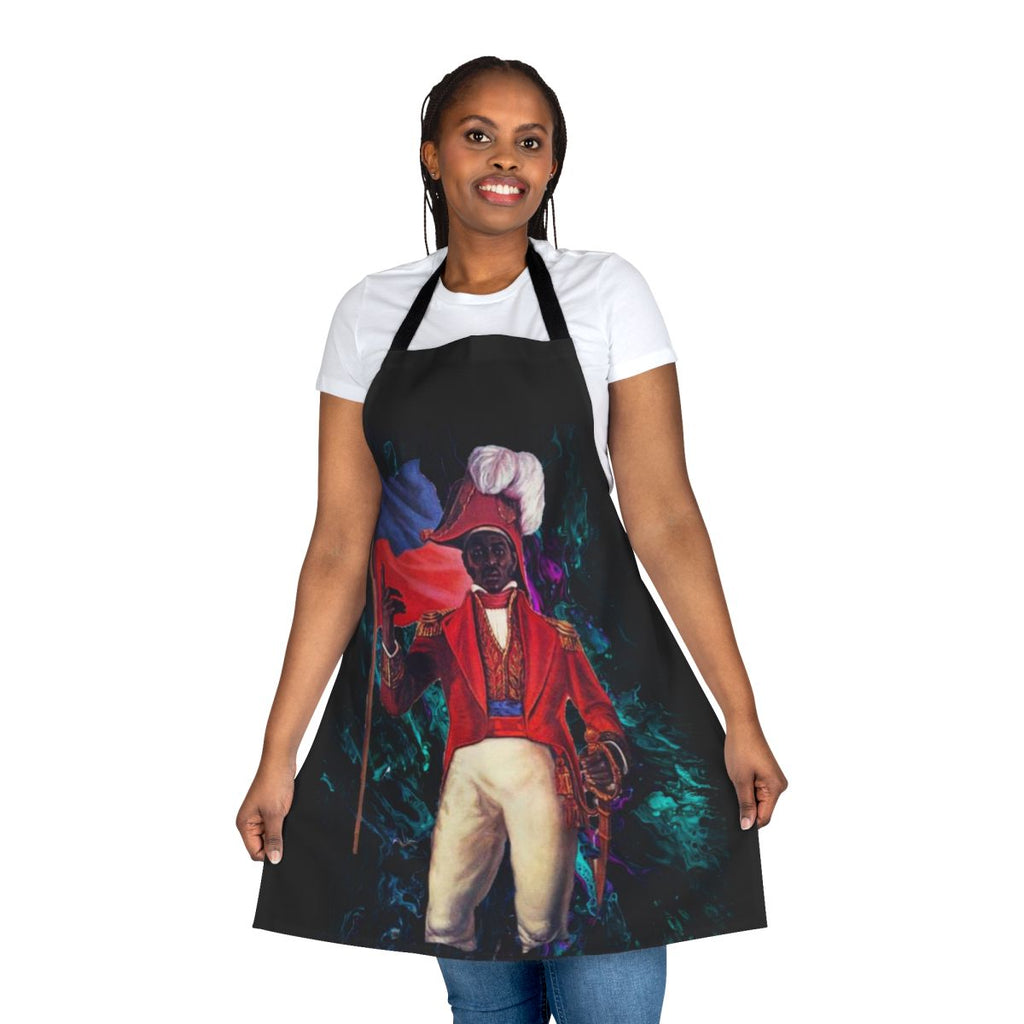 Abstract art apron featuring the portrait of Jean Jacques Dessalines, the leader of the Haitian Revolution.
