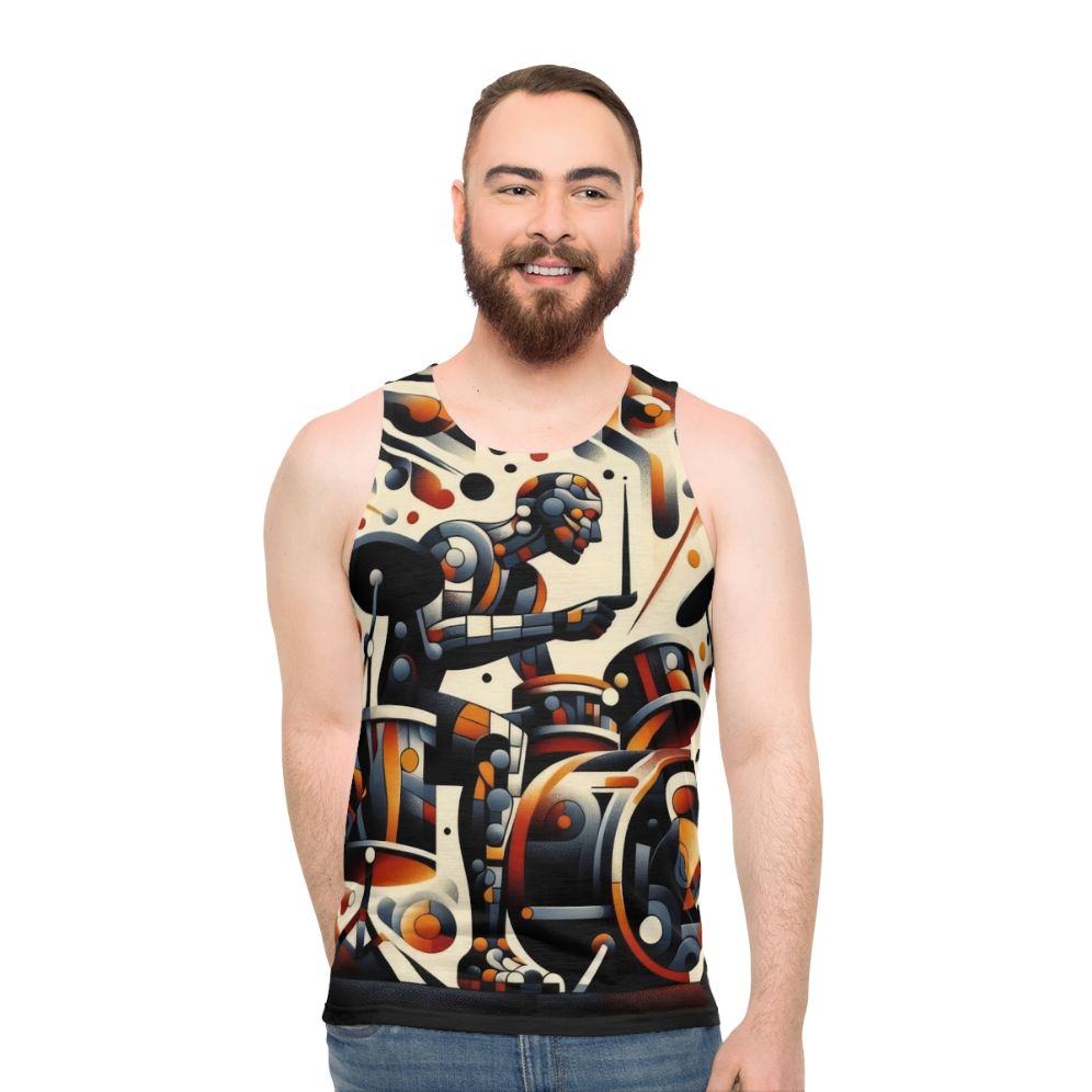 Abstract music drummer unisex tank top