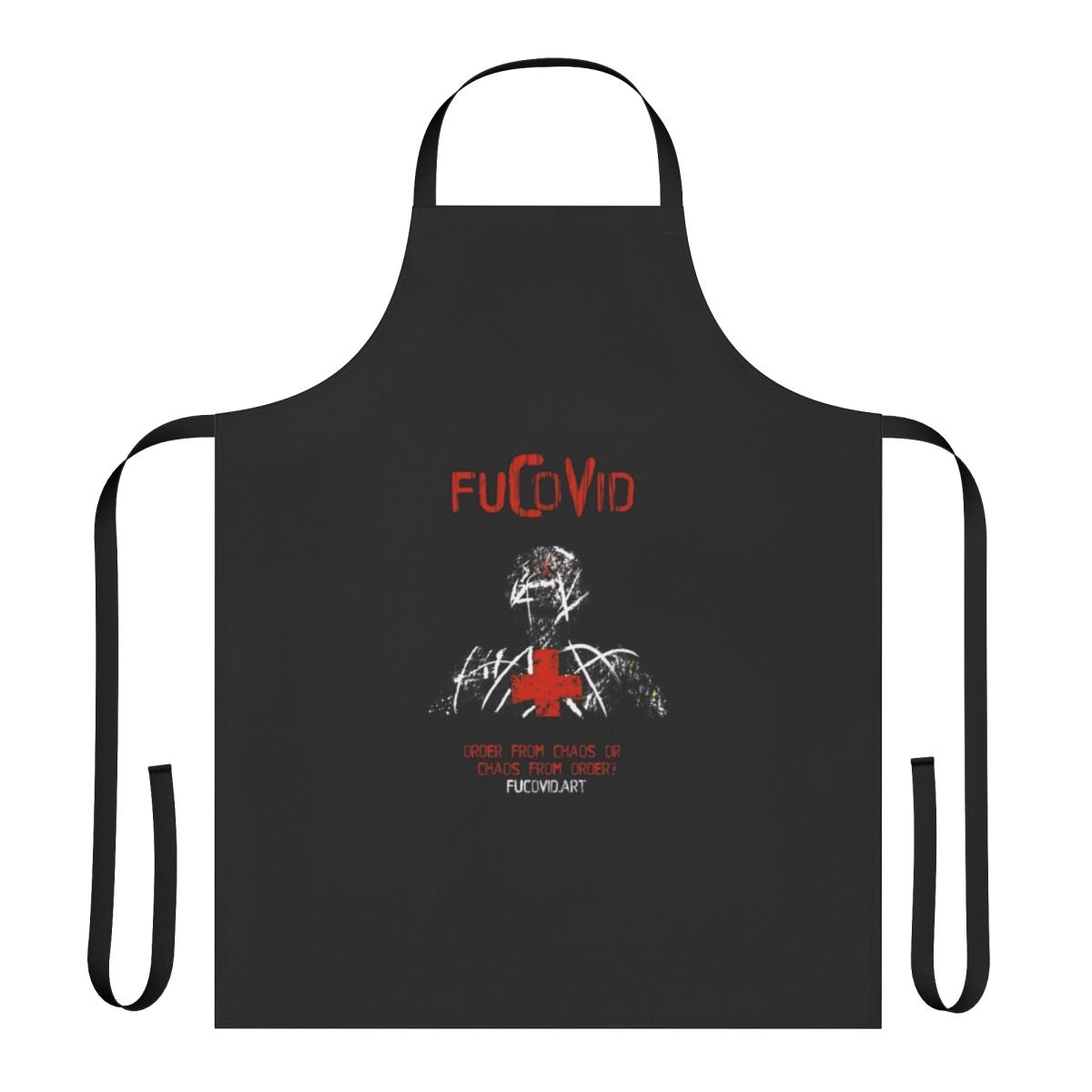 Abstract sculpture head design apron, inspired by the chaos of the COVID-19 pandemic