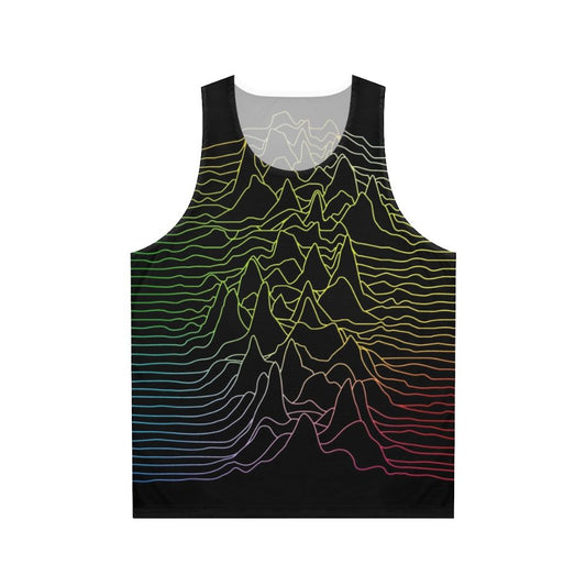 Unisex tank top with abstract sound wave graphic design