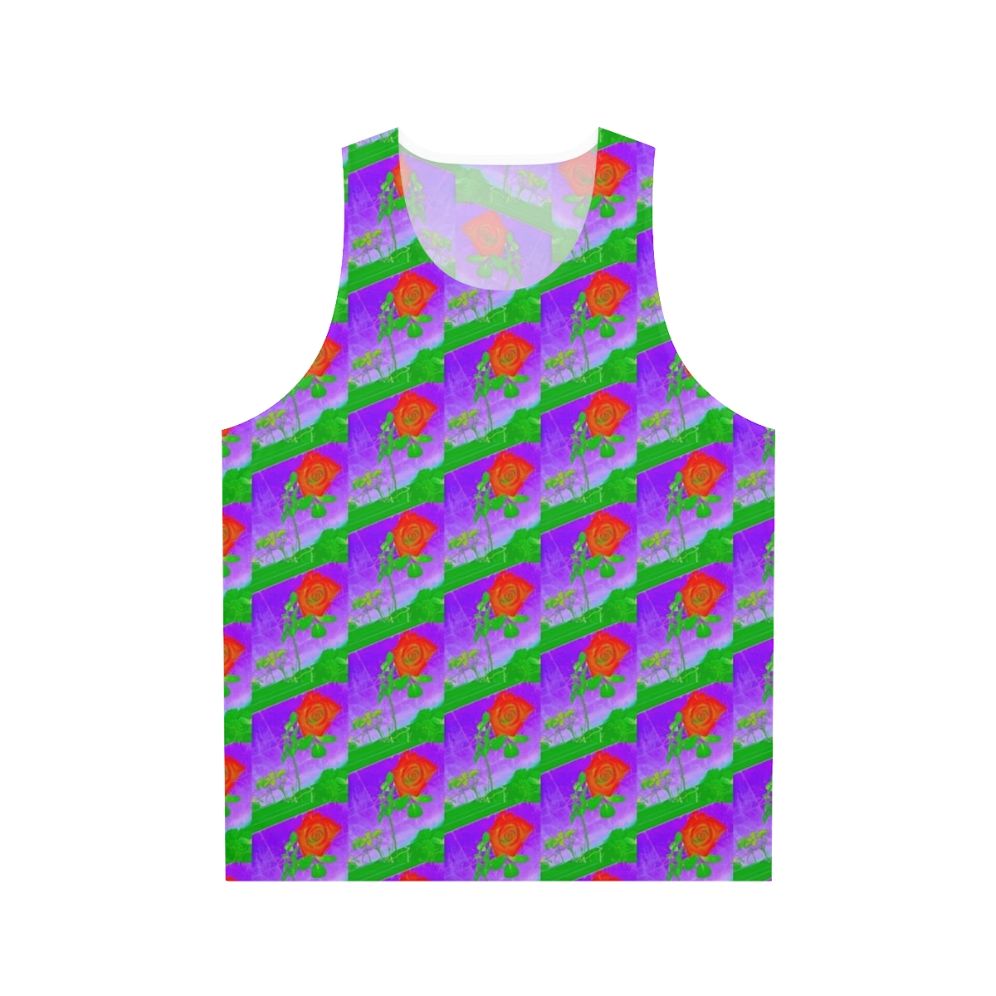 Acid rose floral print unisex tank top