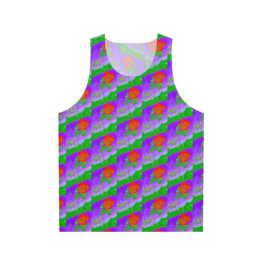 Acid rose floral print unisex tank top