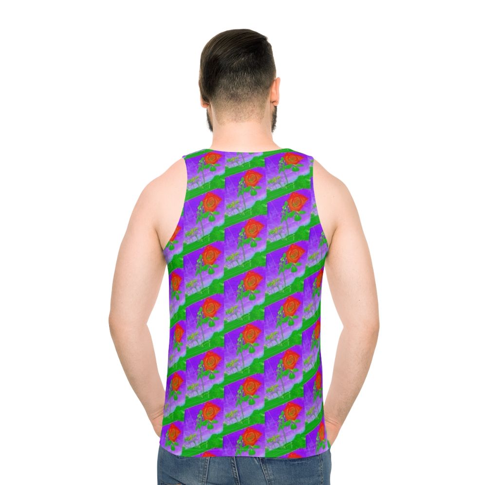 Acid rose floral print unisex tank top
