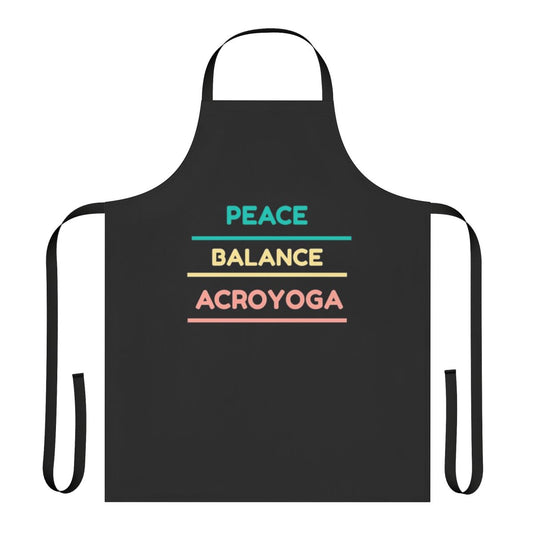 Acro yoga apron with peace, balance, and triangle design
