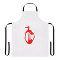 Woman wearing an acroyoga-themed apron while practicing yoga poses