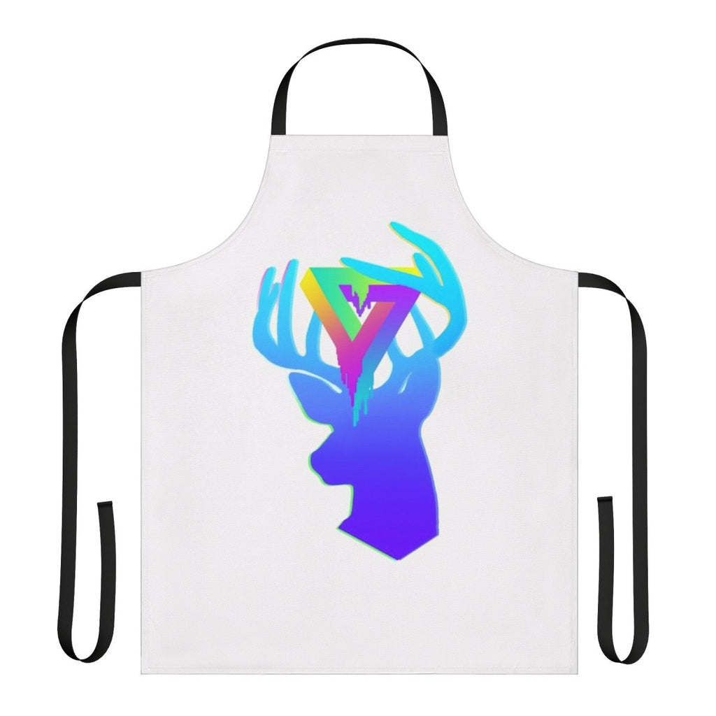Acrylic deer-themed abstract apron with neon vaporwave design