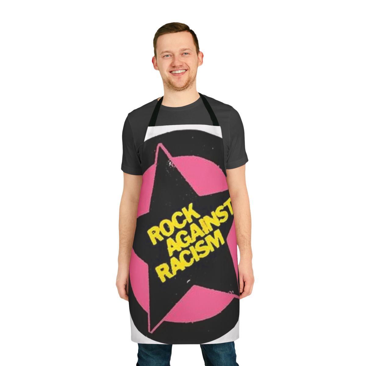 Apron with "Rock Against Racism" graphic design