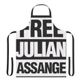 Apron featuring the text "Free Assange" in a typographic style