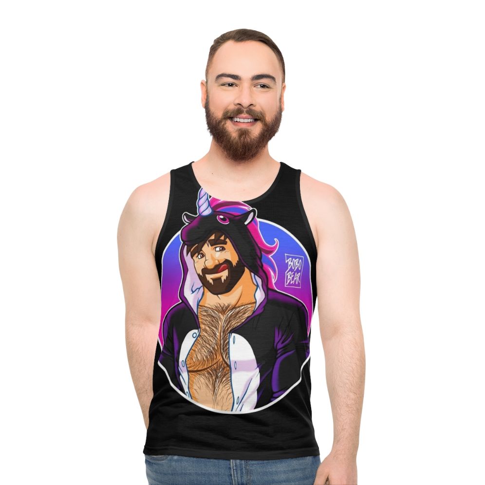 Adam Likes Unicorns Unisex Round Detail Tank Top