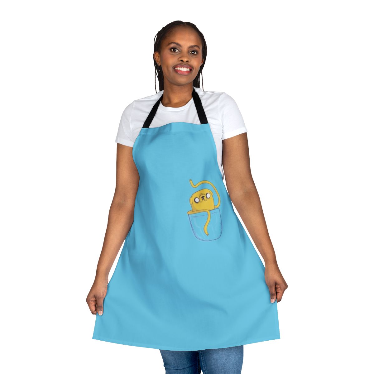 Whimsical apron featuring the beloved character Jake the Dog from the cartoon show Adventure Time