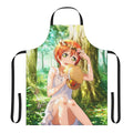 Colorful anime-inspired apron featuring flower crowns, perfect for the spring and summer seasons.