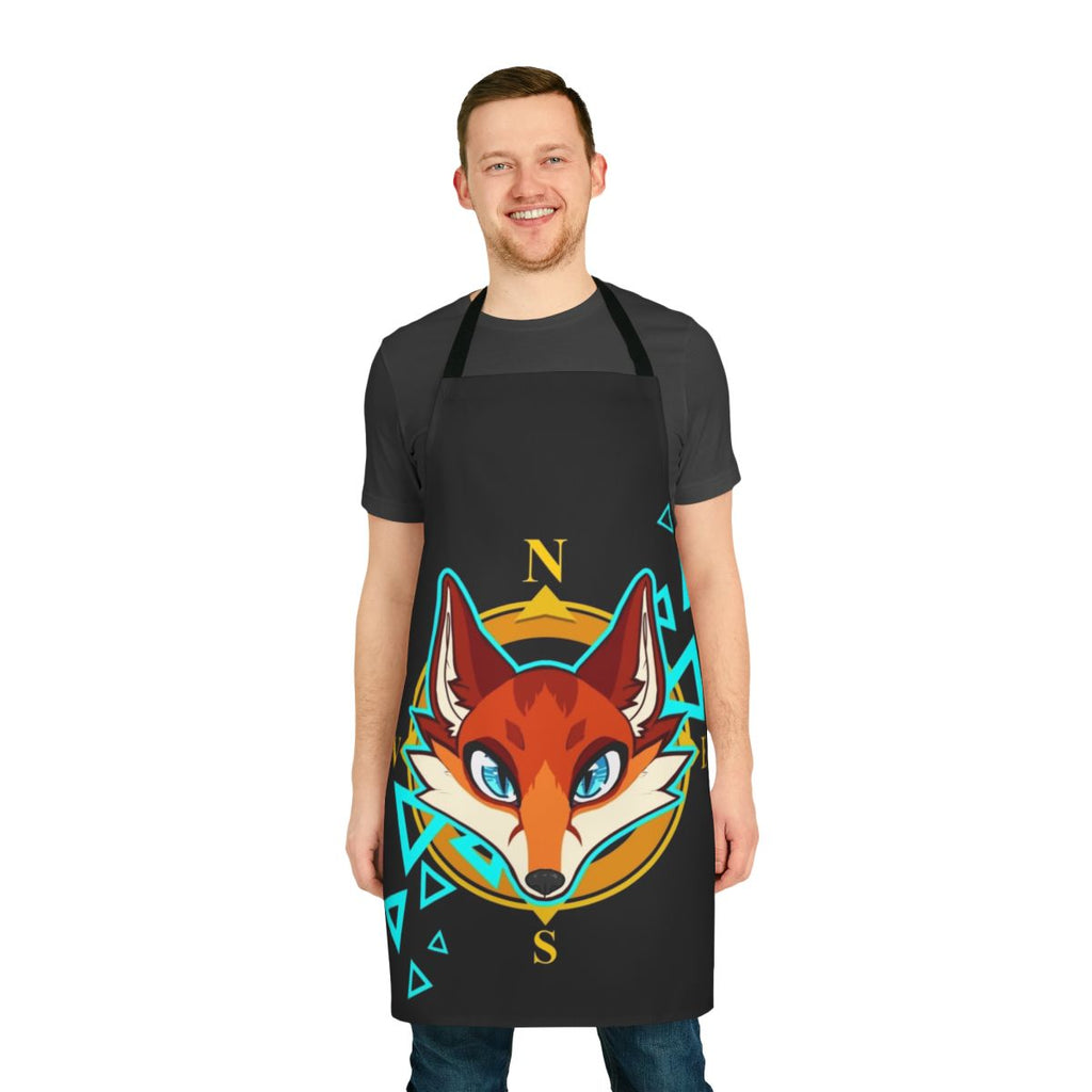 Anthropomorphic fox head design on an apron
