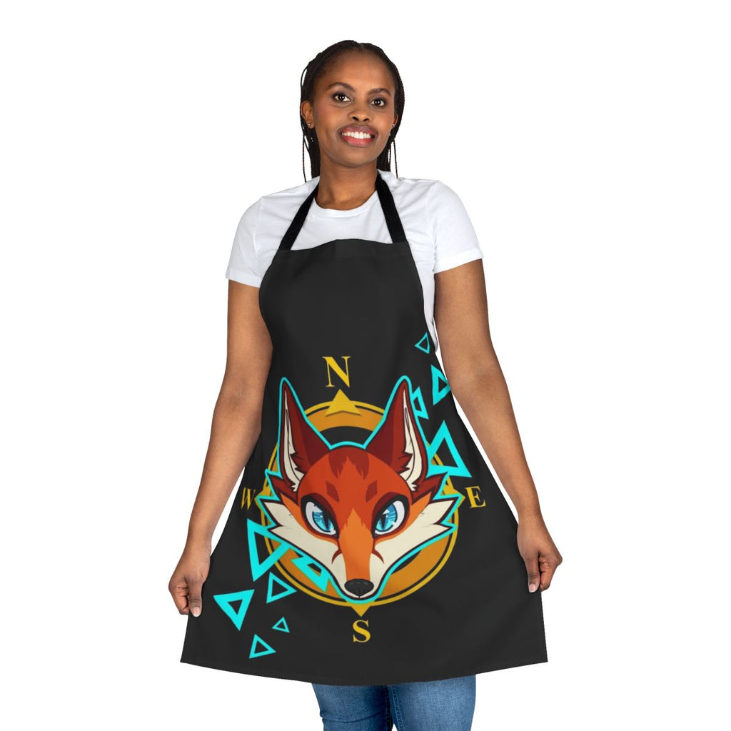 Anthropomorphic fox head design on an apron