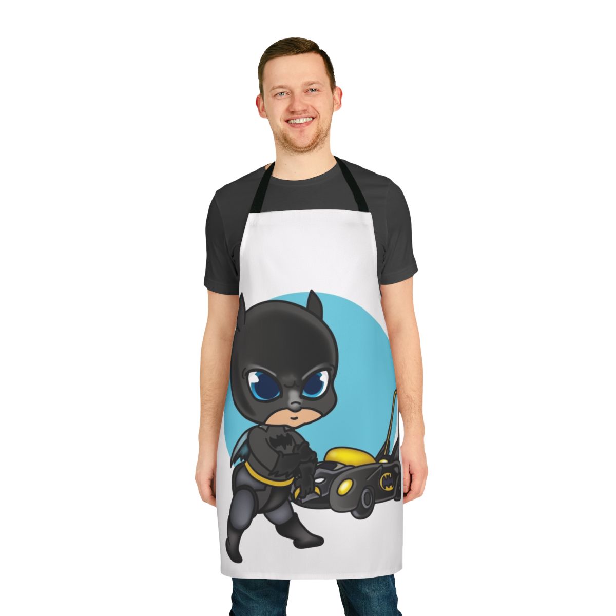 Adorable baby bat superhero apron with cute cartoon design