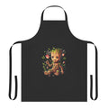 A stylish and whimsical apron featuring the beloved character Baby Groot from the Marvel universe.