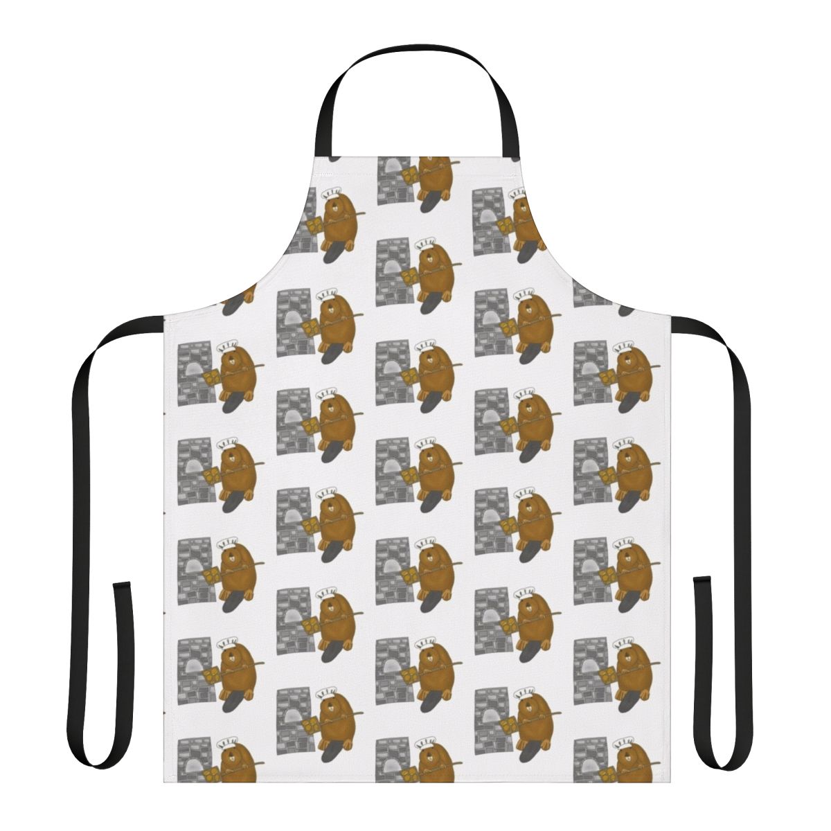 Illustration of a beaver wearing a baker's apron, ready to bake bread