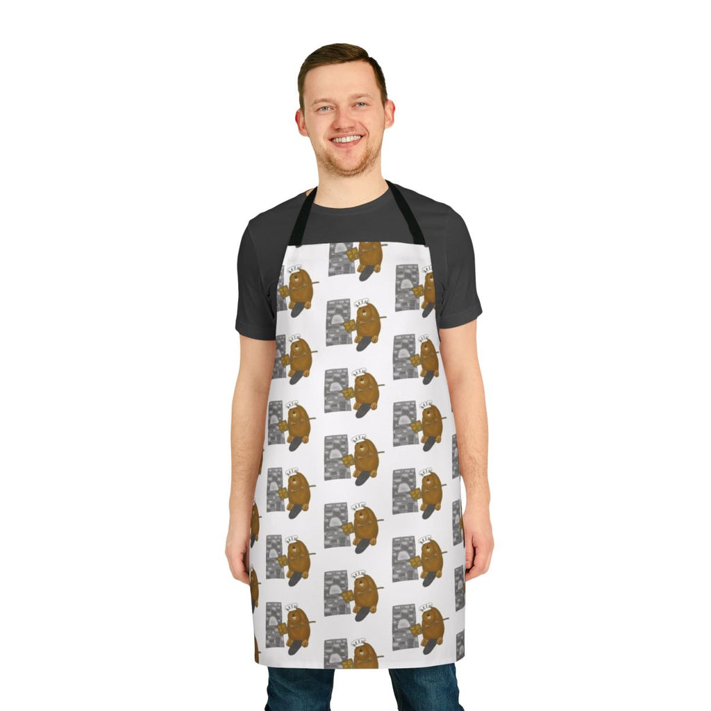 Illustration of a beaver wearing a baker's apron, ready to bake bread