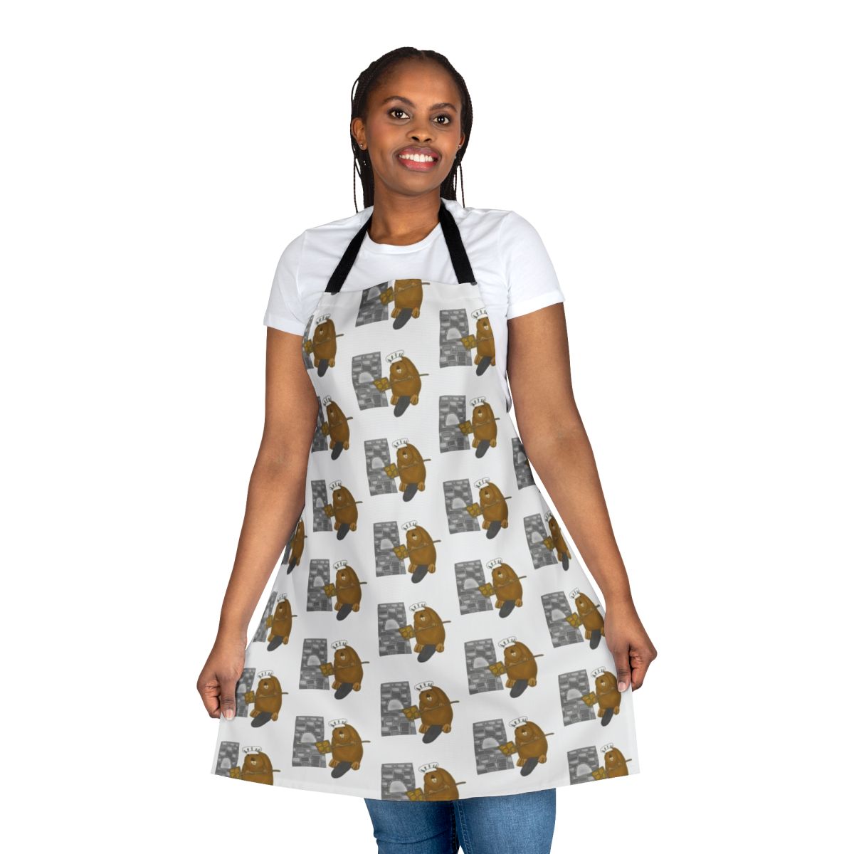 Illustration of a beaver wearing a baker's apron, ready to bake bread