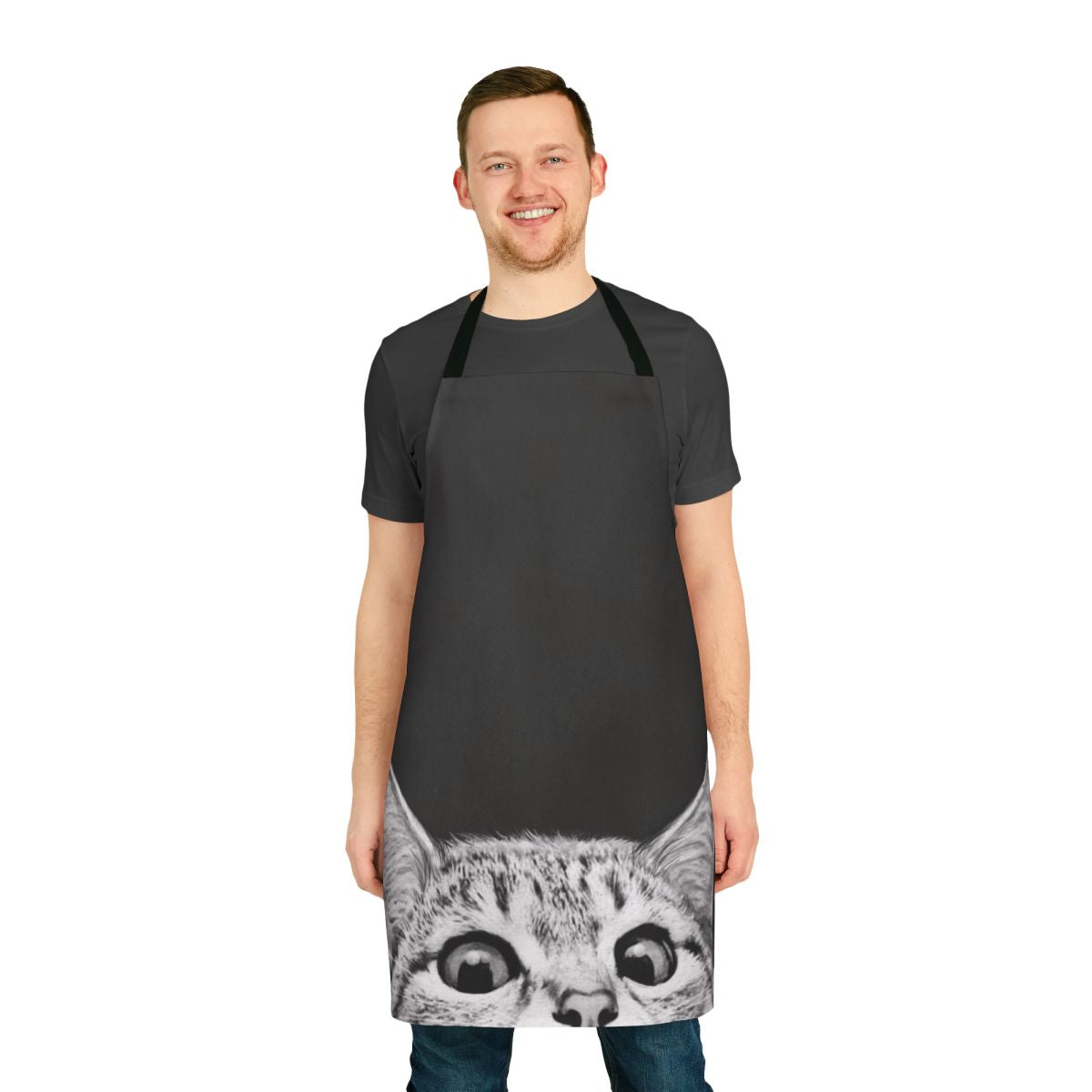 Apron with a playful black and white cat design