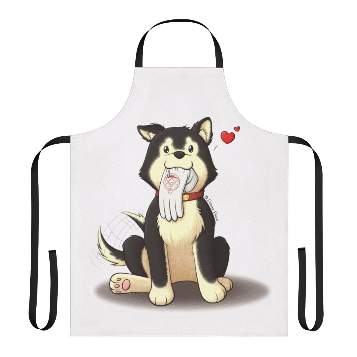 Black Hayate Apron featuring the loyal dog from Fullmetal Alchemist