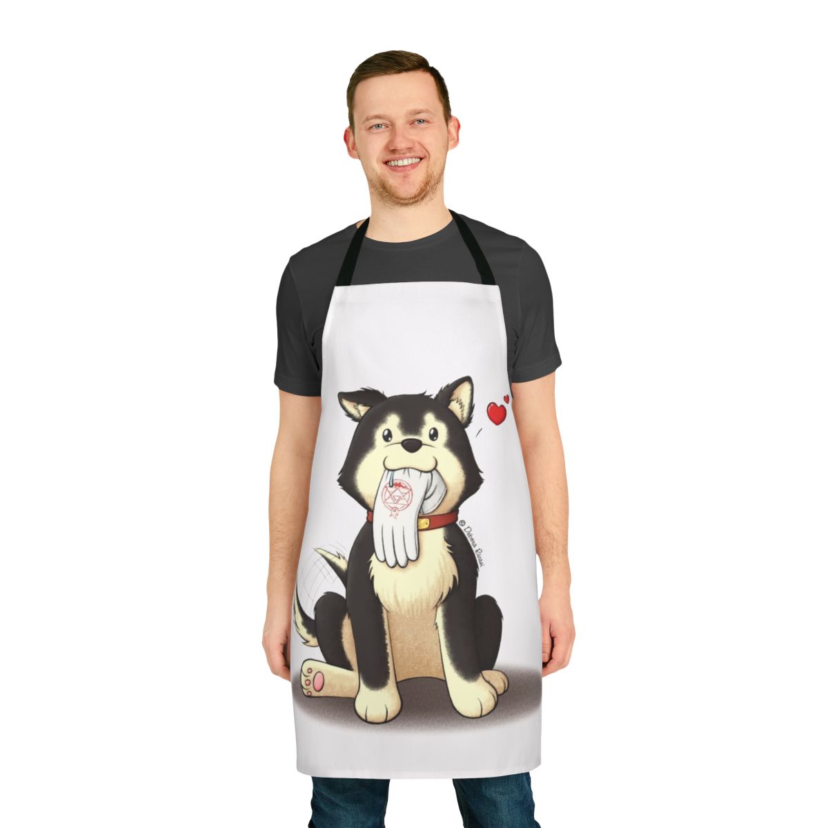 Black Hayate Apron featuring the loyal dog from Fullmetal Alchemist
