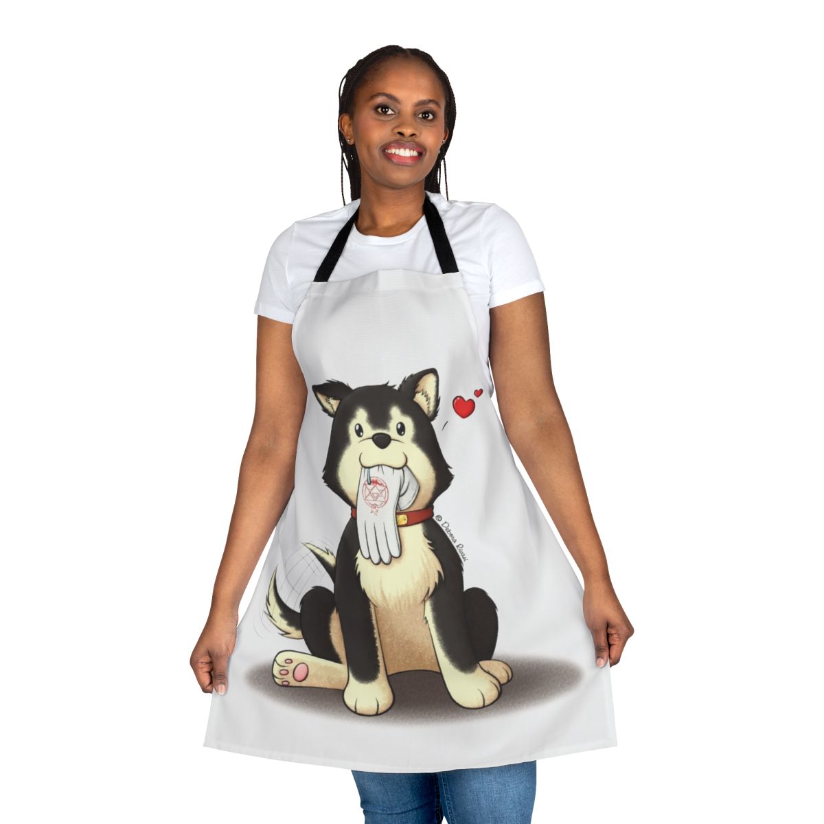 Black Hayate Apron featuring the loyal dog from Fullmetal Alchemist