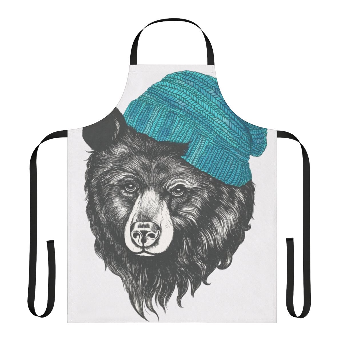 Soft blue apron with a playful bear design