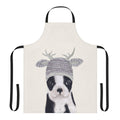 Charming apron featuring a watercolor illustration of a cute boston terrier puppy