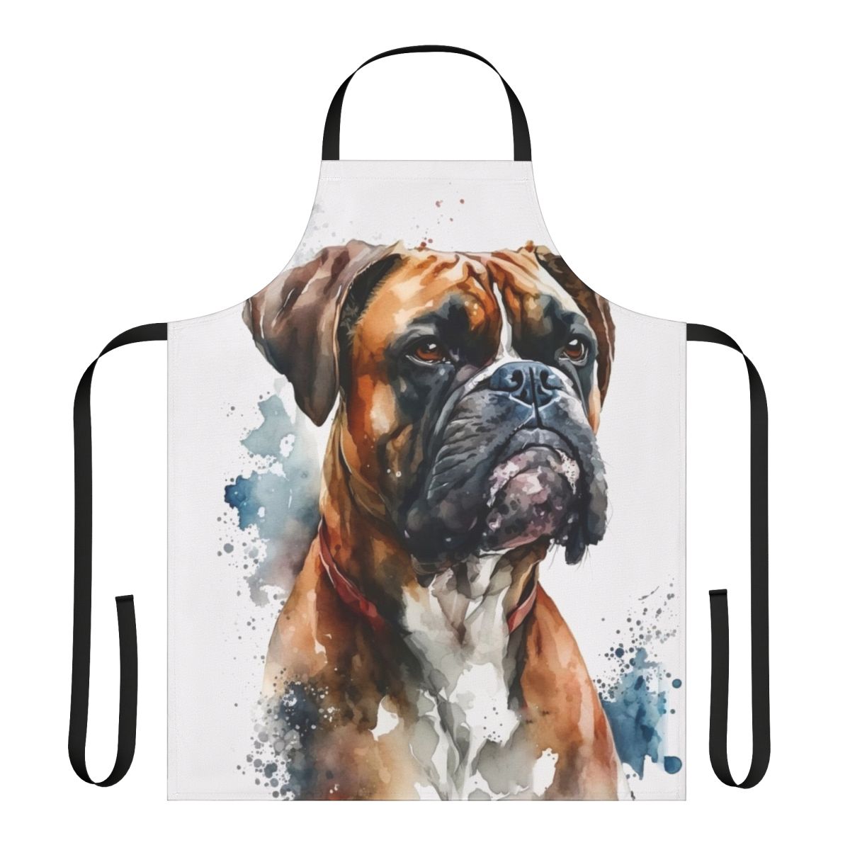 A stylish apron featuring a cute boxer dog design, perfect for dog owners and animal lovers.