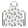 Apron featuring a repeating pattern of cute cactus cats.