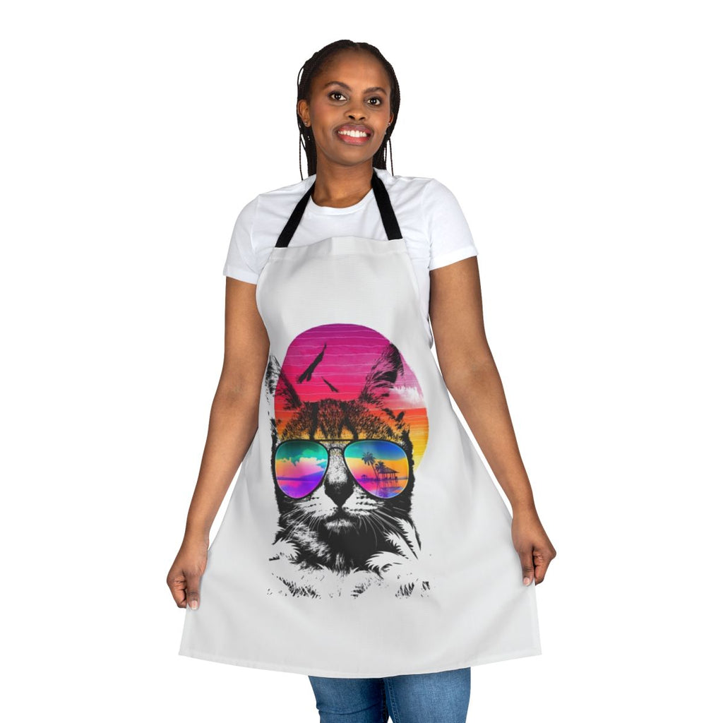 Colorful and whimsical cat apron perfect for summer cooking and baking
