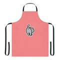 Cartoon image of a cat's butt printed on a white apron