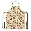 A stylish apron featuring a playful cat and snake pattern design