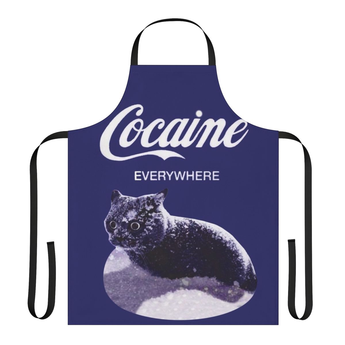 Colorful apron with a playful cat design, perfect for the kitchen.