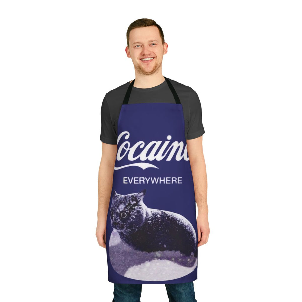 Colorful apron with a playful cat design, perfect for the kitchen.