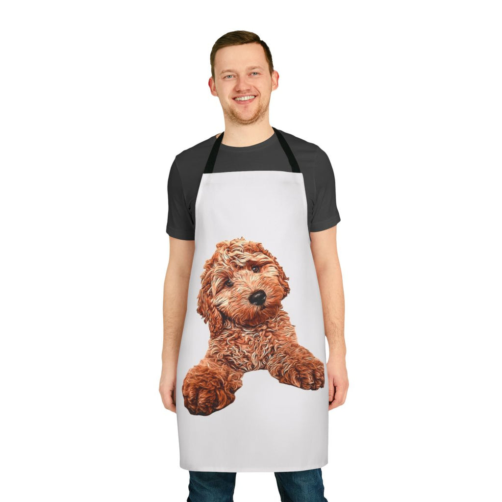 Apron featuring an adorable cavapoo, labradoodle, goldendoodle poodle mix dog.