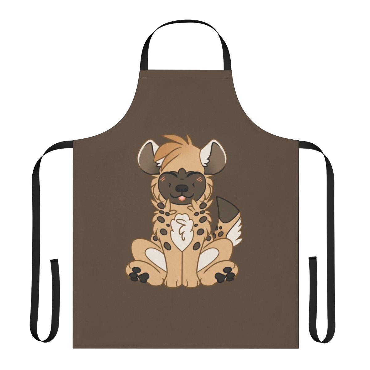 Illustration of a cute, smiling chibi hyena wearing an apron