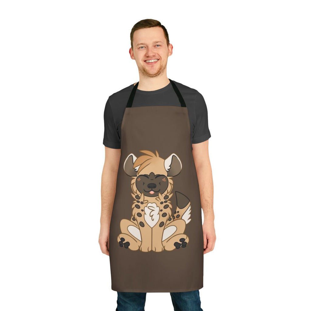 Illustration of a cute, smiling chibi hyena wearing an apron
