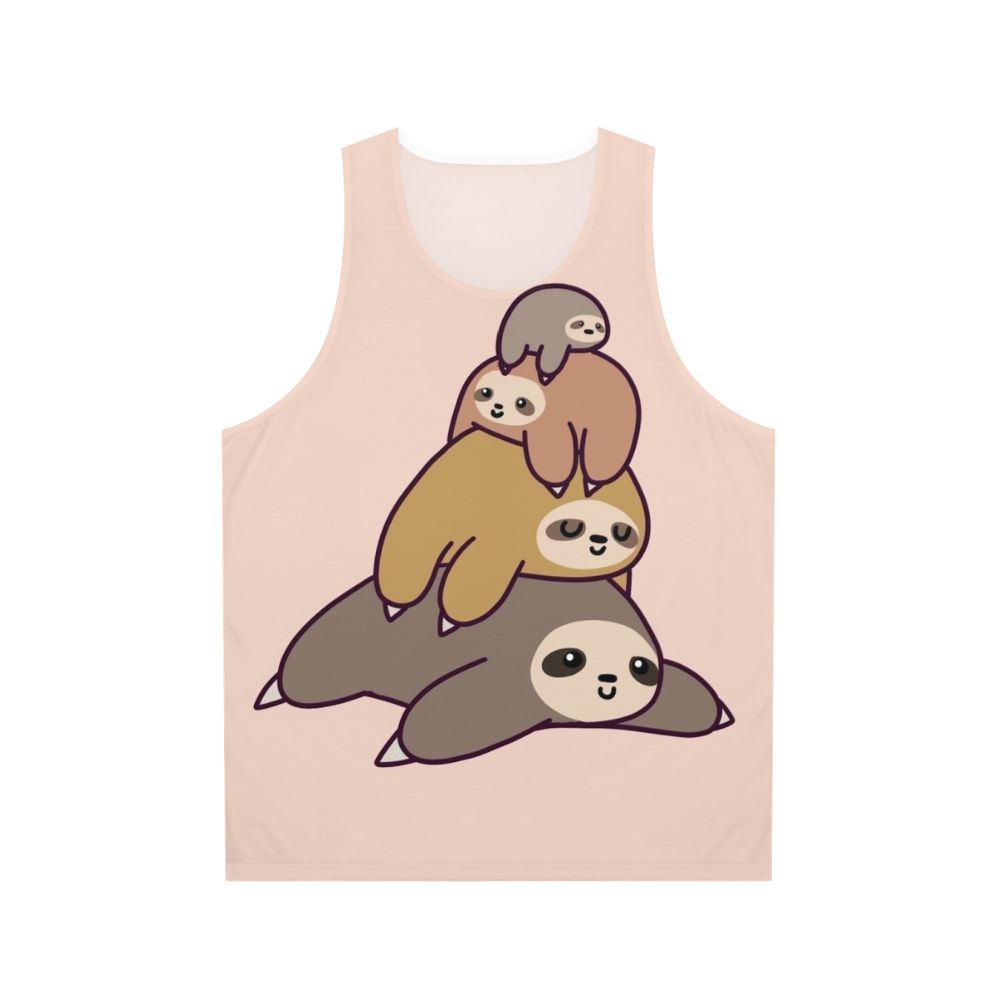 Adorable chibi sloth stack unisex tank top