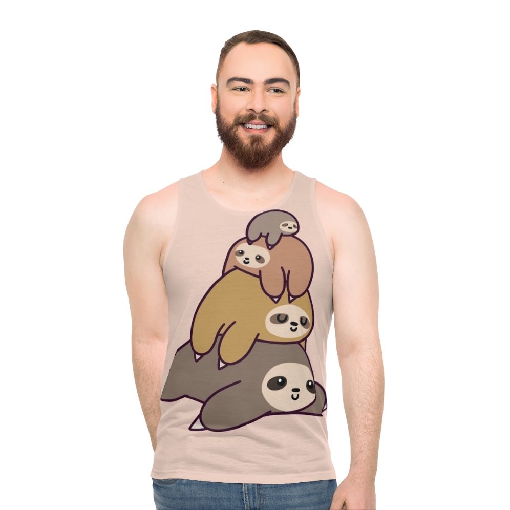 Adorable chibi sloth stack unisex tank top