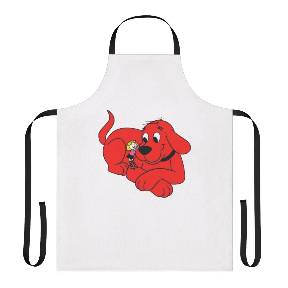 Red dog-themed apron with Clifford the Big Red Dog and Emily Elizabeth Howard design