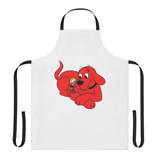 Red dog-themed apron with Clifford the Big Red Dog and Emily Elizabeth Howard design