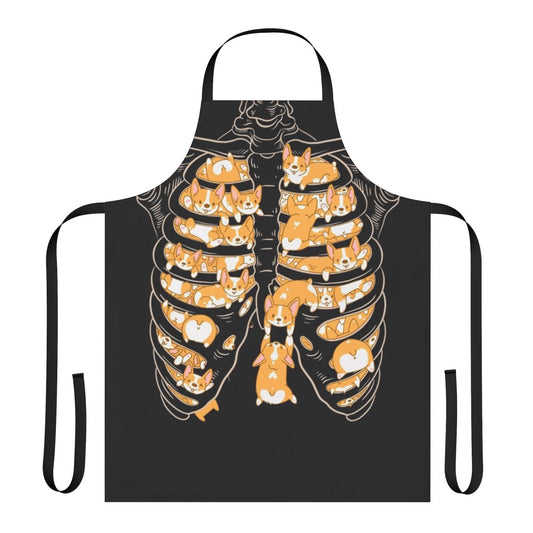 Corgi silhouette apron with "Ribcage of Corgis" design
